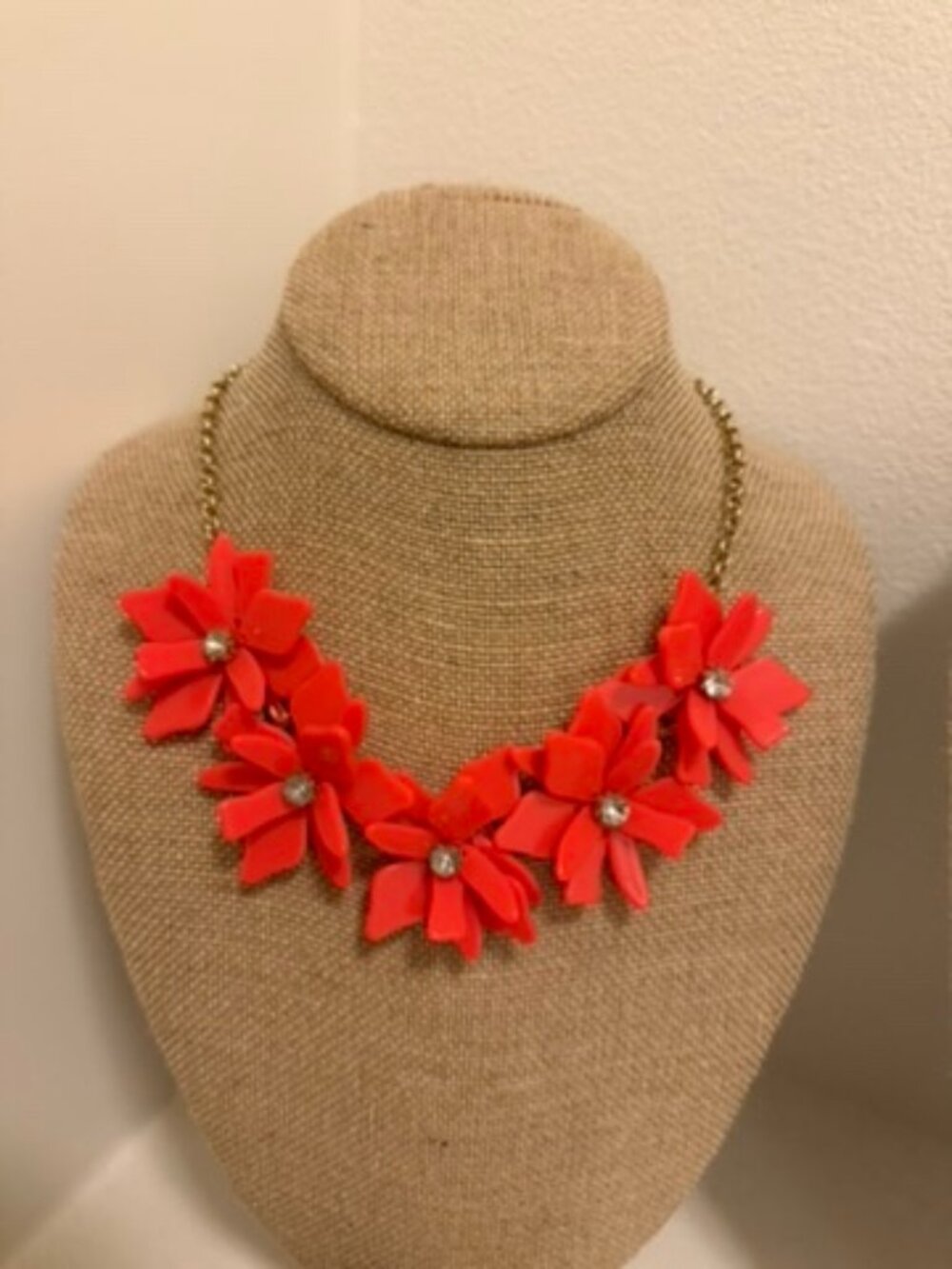 Bold Coral Statement Floral Necklace